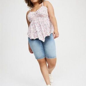 Torrid Sweetheart Babydoll Top Size 3X White Pink